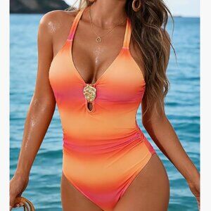 NWT Women's Tie Dye Cross Back One Piece Bathing Suit Size Large